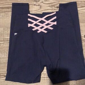 Fabletics PowerHold Sold Out  Navy and Pick Criss Cross Stretch Long Pant